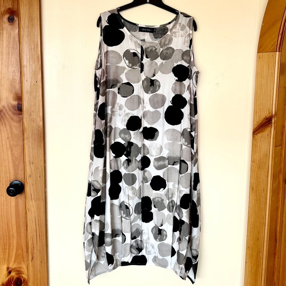 Relaxed Fit Polka Dot Midi Sleeveless Bubble Dress with Pockets